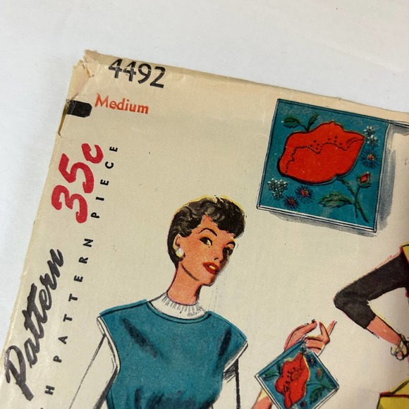 Simplicity Vintage 1950's Pattern #4492 Cobblers Apron Half Apron Pot Holder - Picture 2 of 6